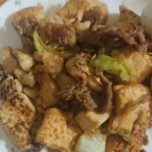 豚小間豆腐炒め